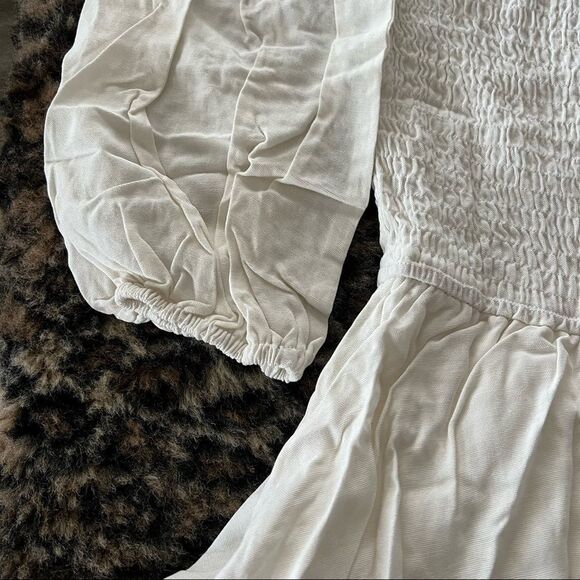 NWT Entro Dress Size Small Smocked White Long Sleeve Off Shoulder Tiered Skirt - Picture 6 of 8